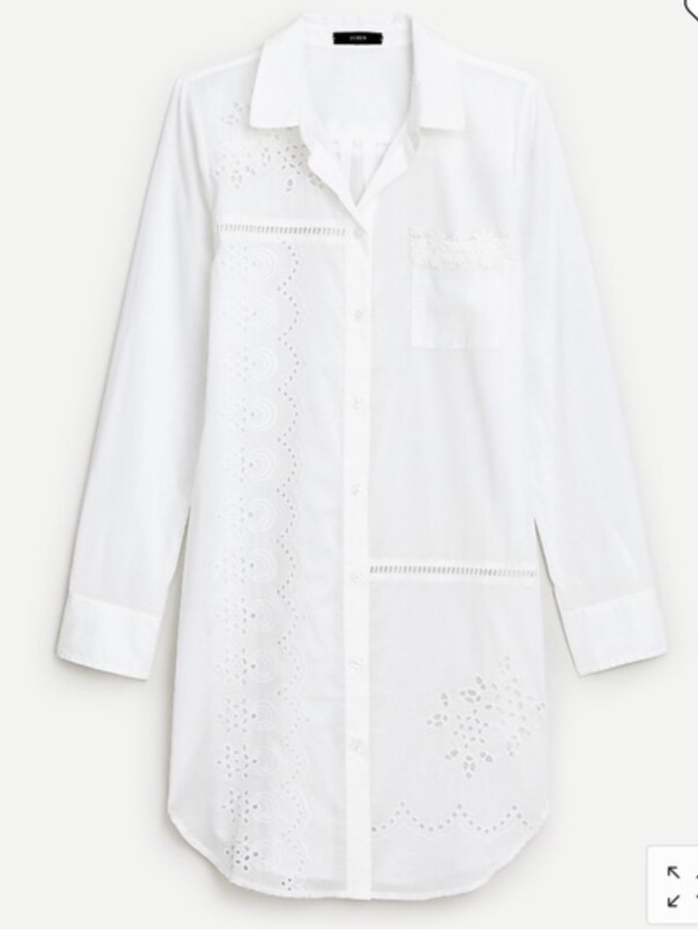 J. Crew White Eyelet Button-Down Tunic